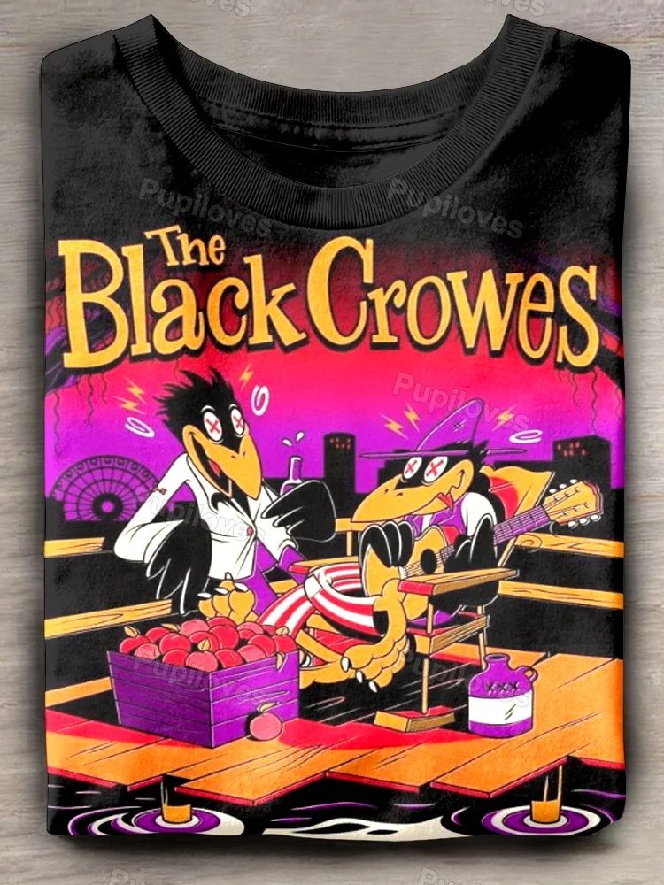 Pupiloves Pupiloves Black Crow Band Art Print T-shirt