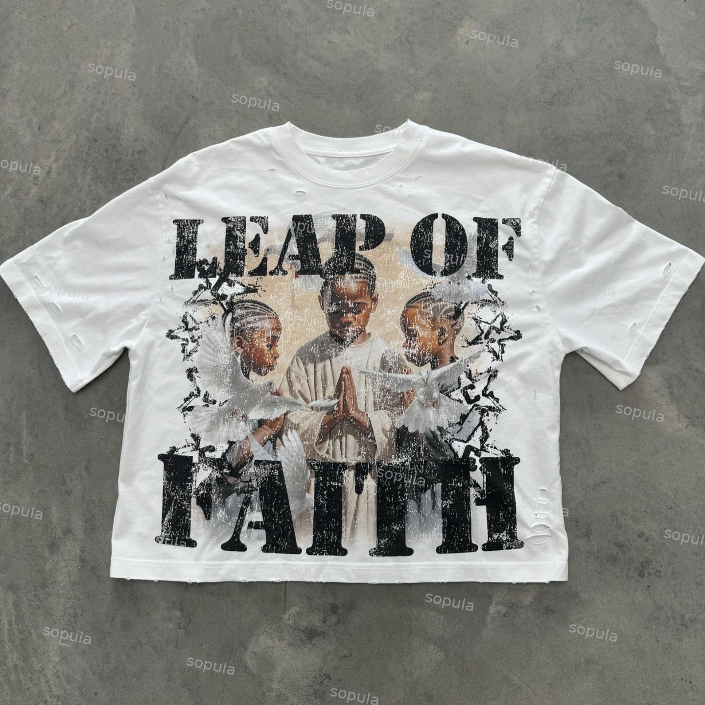 Sopula Vintage Leap Of Faith Graphic 100% Cotton T-Shirt