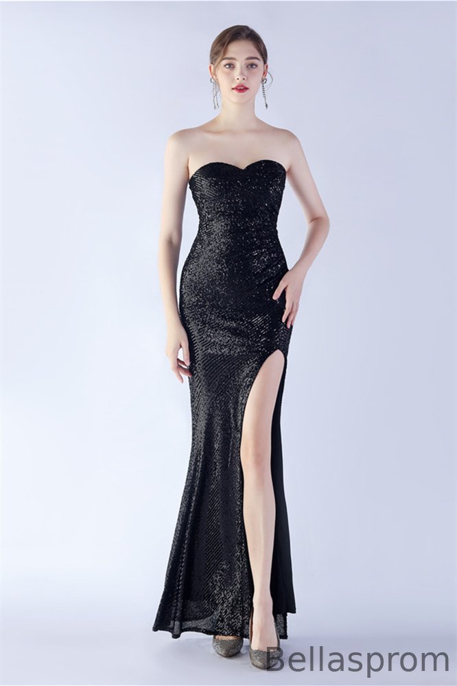 Bellasprom Sweetheart Mermaid Prom Dress With Sequins High Split Online Bellasprom