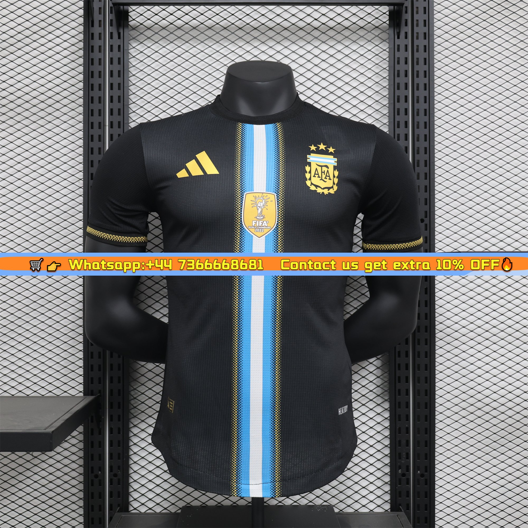Argentina 24-25 World Cup 2022 Champions Memorial Black Jersey - Player Version