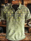Retro Ethnic Gradient Art Print Casaul Short SLeeve Polo Shirt