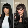 Glueless Natural Black Long Straight Wig With Bang
