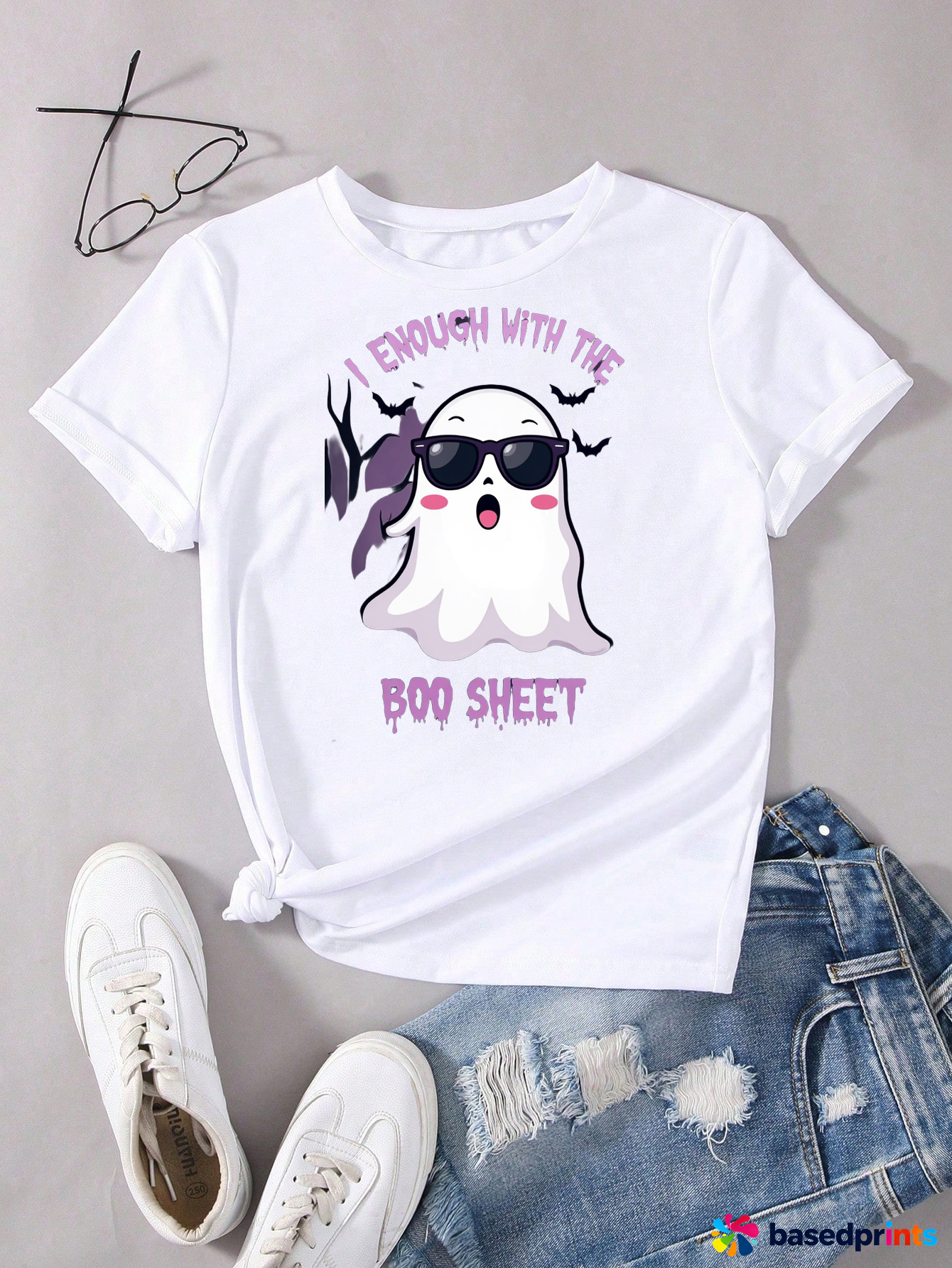 Halloween Ghost T-Shirt Women Cute Ghost Tee Shirt Funny Ghost Tee Shirt for Women