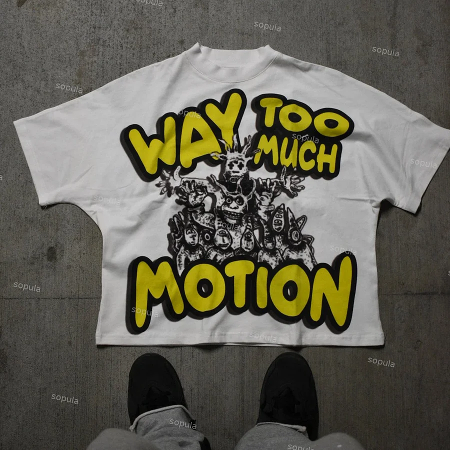 Vintage Why Too Much Motion Graphic Cotton Short Sleeve T-Shirt