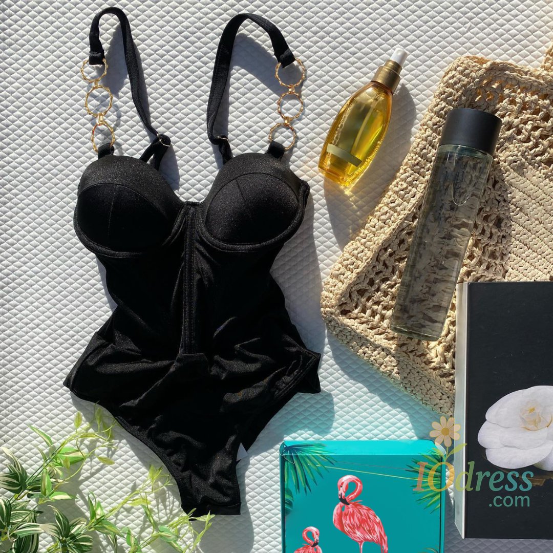 IO Dress 2025 Sexy Swimwear Push Up One Piece Swimsuit Floral Print Swimwear Women Ruffle Solid Swimsuit Deep-V Bathing Suit Beachwear