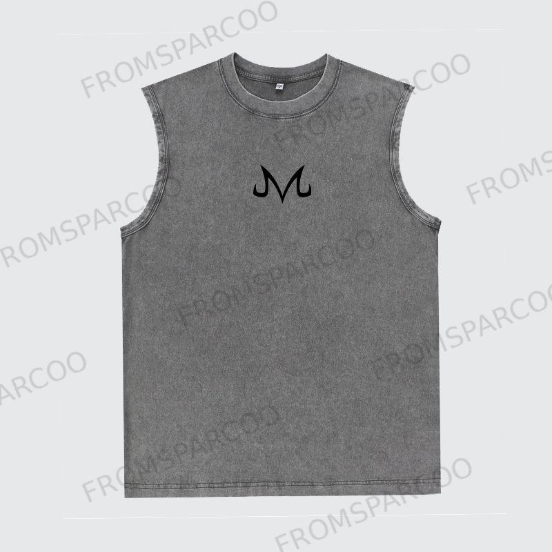 Casual Batik Washed Dragon Ball Animation BUU Printed Fitness Tank Top
