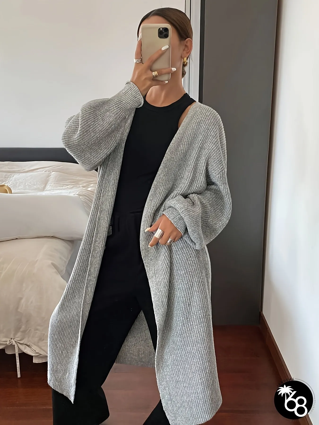 Womens Oversized Long Cardigan Open Front Sweater with Relaxed Fit Length for FallWinter | 168DEAL