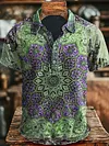 Vintage Ethic Art Print Causal Short SLeeve Polo Shirt