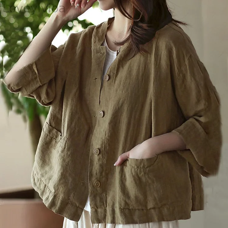 Oversize Pockets Button Down Casual Jacket