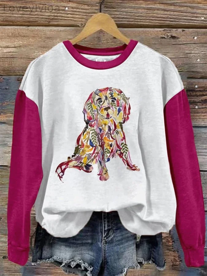 Women's Floral Silhouette Dog Print Sweatshirt