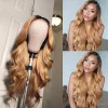 Hightlight Black Gradient Gold Long Hair Body Wave Wig