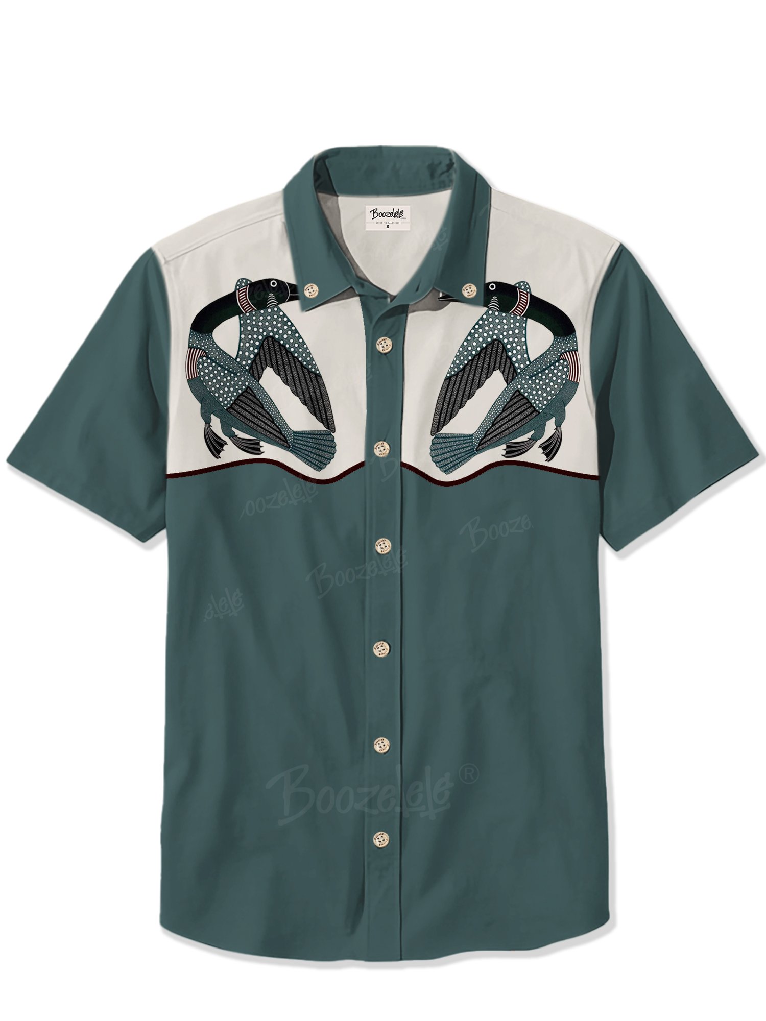 Elegant Green Retro Goose- 100% Cotton Dress