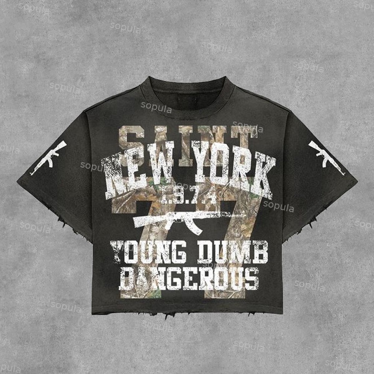 Sopula Retro Saint 77 Graphics Acid Washed T-Shirt - Sopula｜Premium Graphic Tees & Graphic Clothing