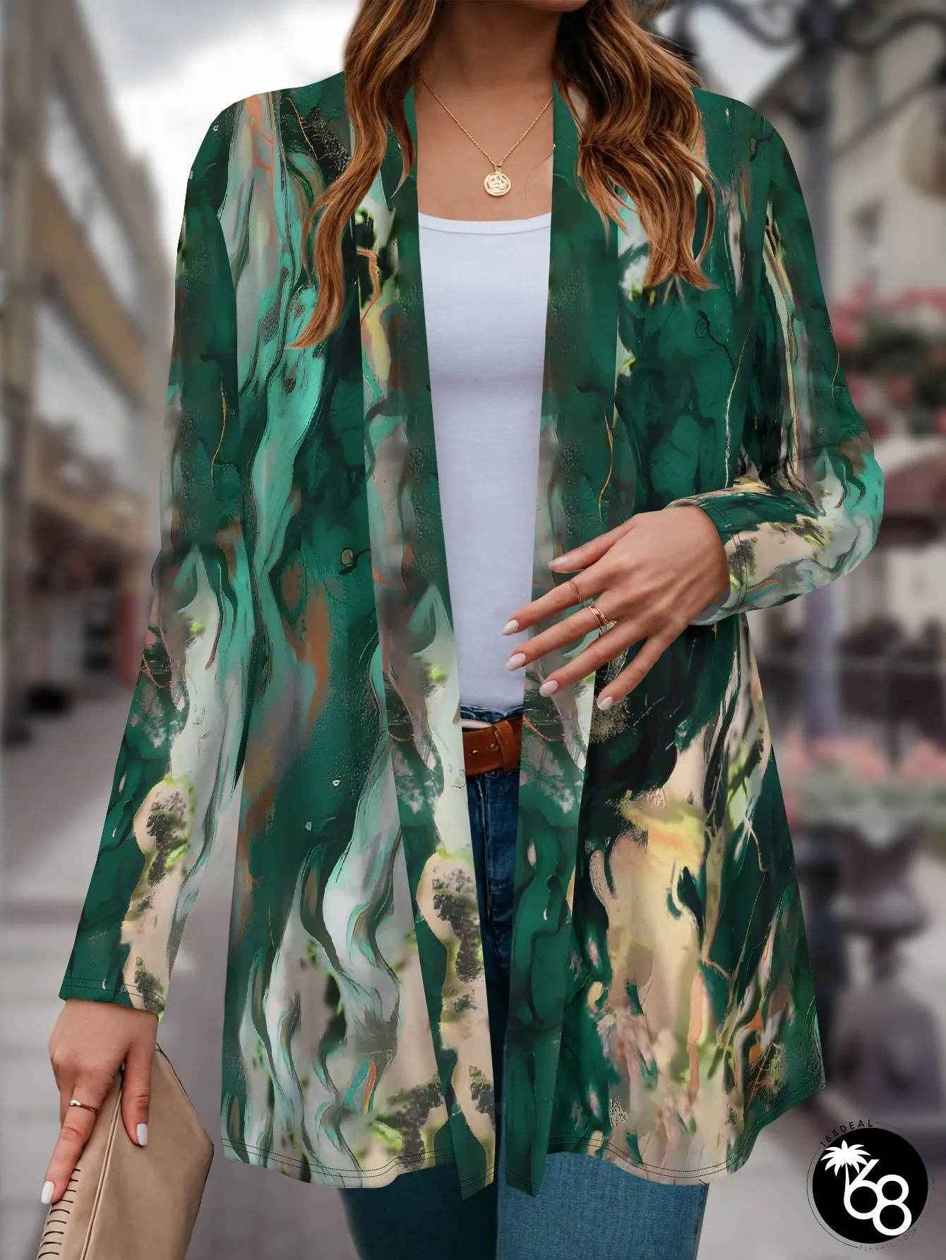 Plus Size Elegant Floral Print Cardigan For Women Lightweight Open Front SpringFall | 168DEAL