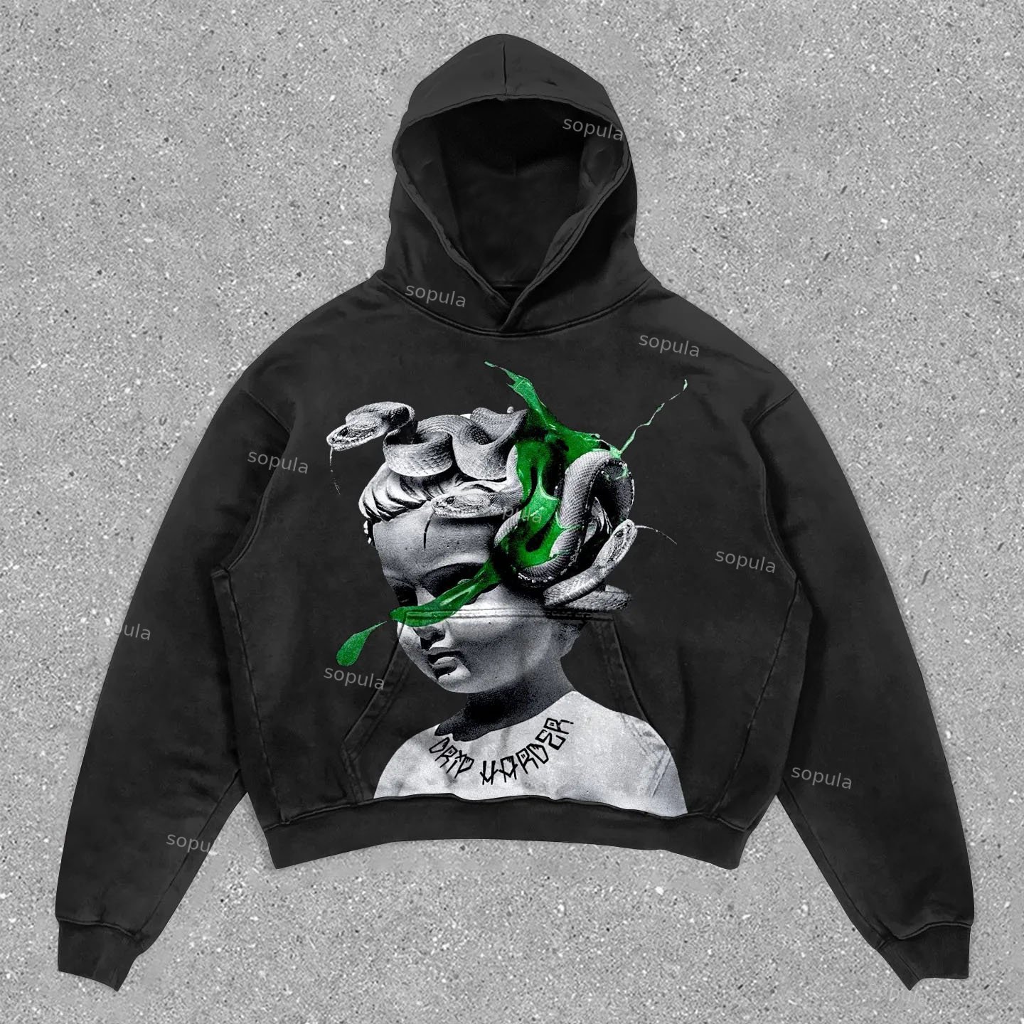 Casual Vintage Character Print Casual Long Sleeve Fleece-Lined Hoodie