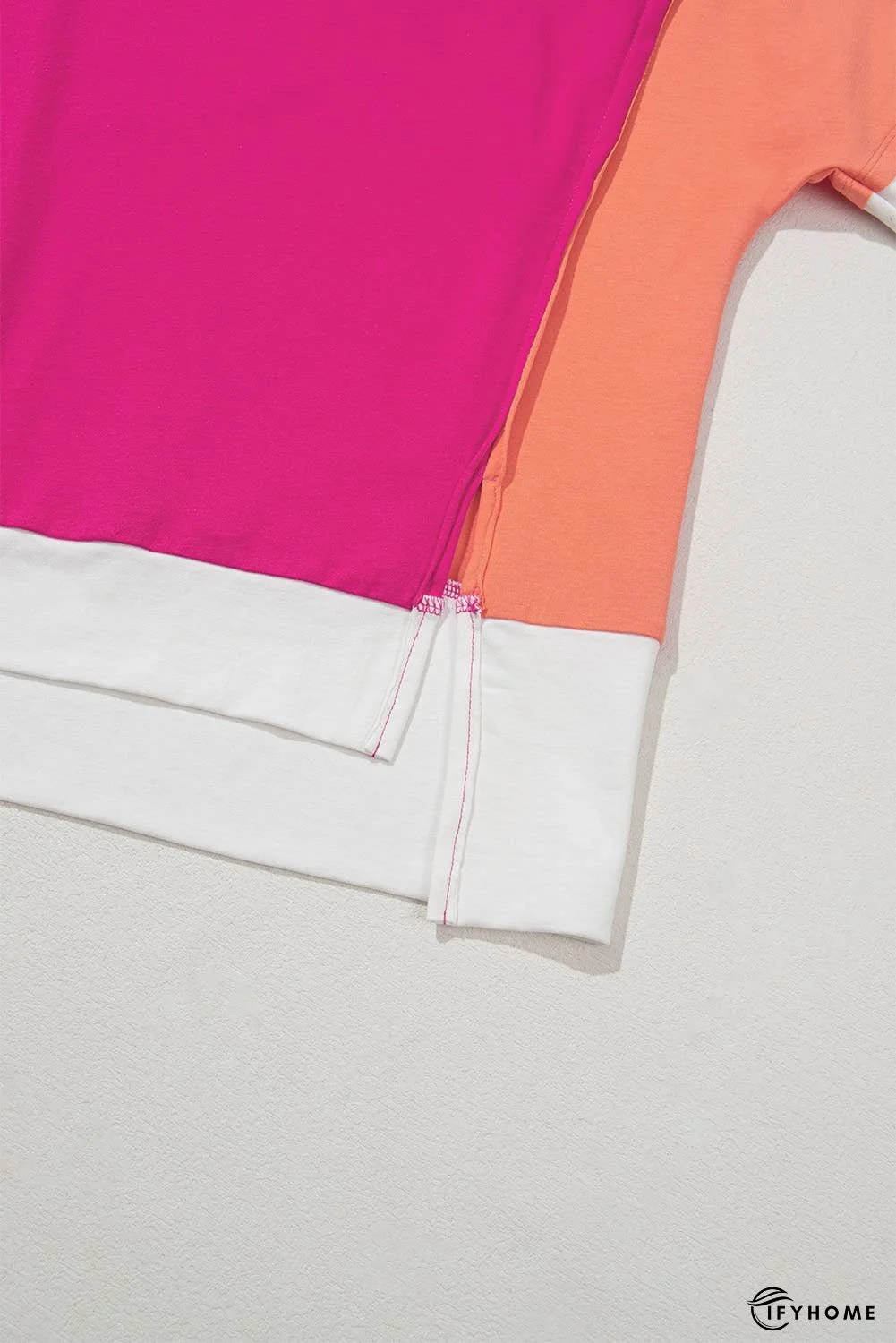 Color Block Patchwork Side Slits Loose Fit T Shirt | IFYHOME