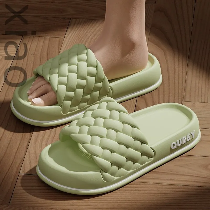 Summer Women Thick Slippers  Sole Beach Slides Bathroom Anti-Slip Soft Sandals Fashion Ladies Cloud Shoes