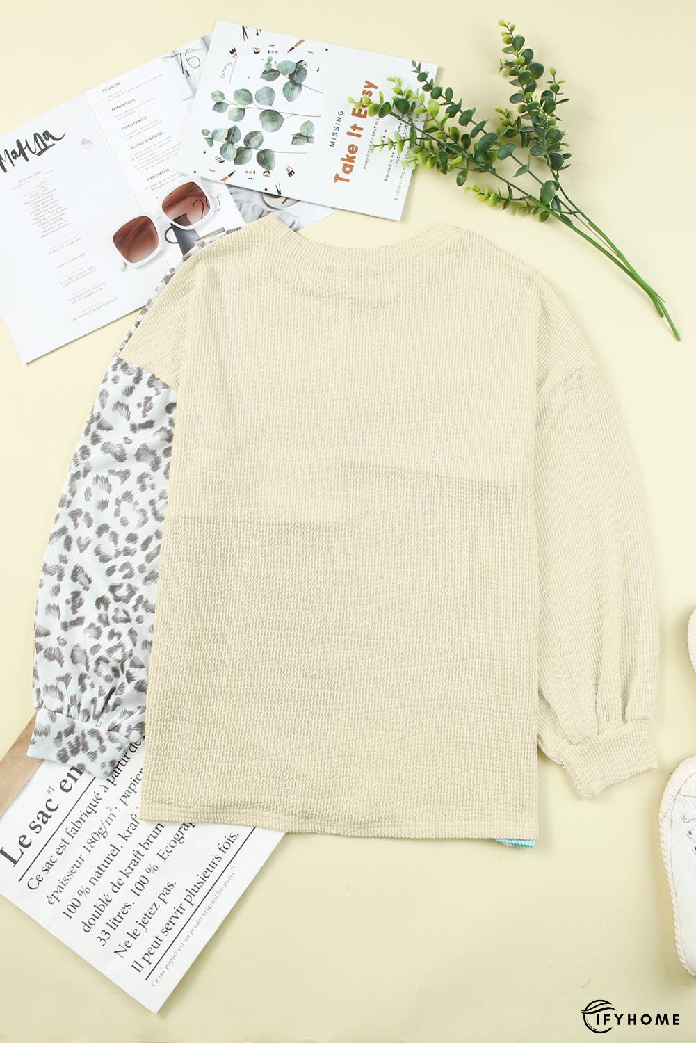 Patchwork Color Block Ribbed Long Sleeve Top | IFYHOME