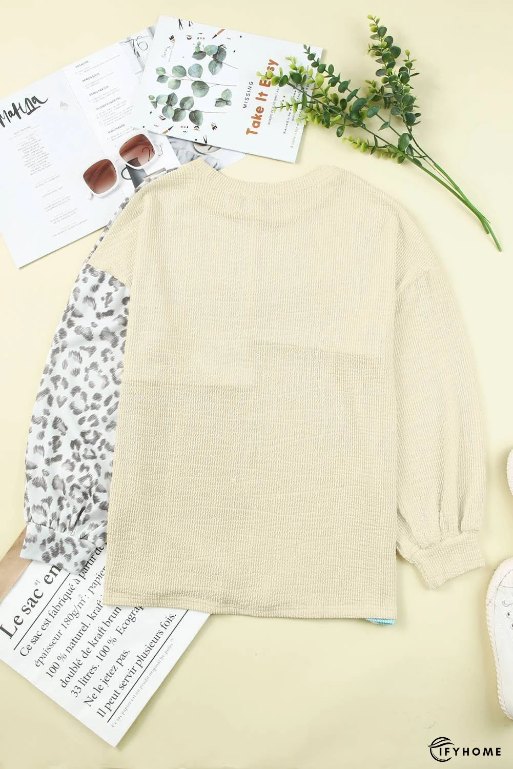 Patchwork Color Block Ribbed Long Sleeve Top | IFYHOME