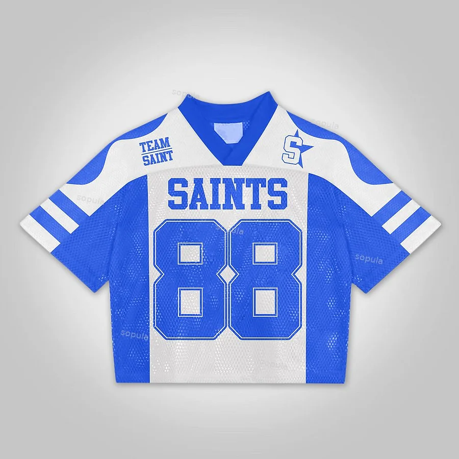 Vintage Our Idealism Is Saints In 88 Graphics Blokecore Blokette Cropped V-neck Jersey T-shirt
