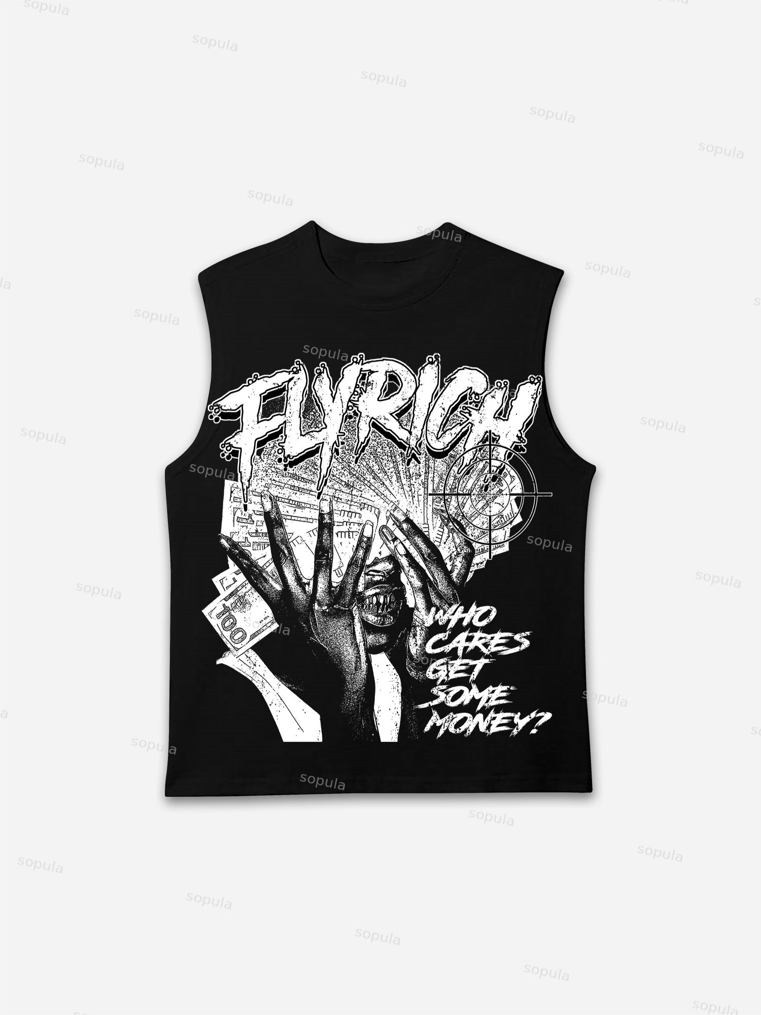 Sopula Fly Rich Get Some Money Portrait Tank Top