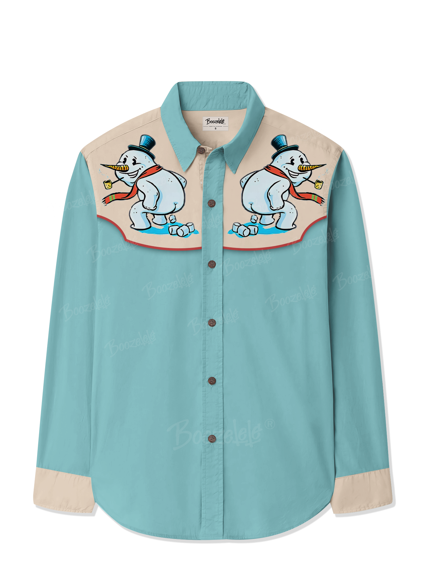 Christmas Snowman Ice Cubes - 100% Cotton Long Sleeves Shirt