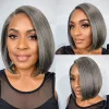 Salt & Pepper Glueless Straight Bob Wig