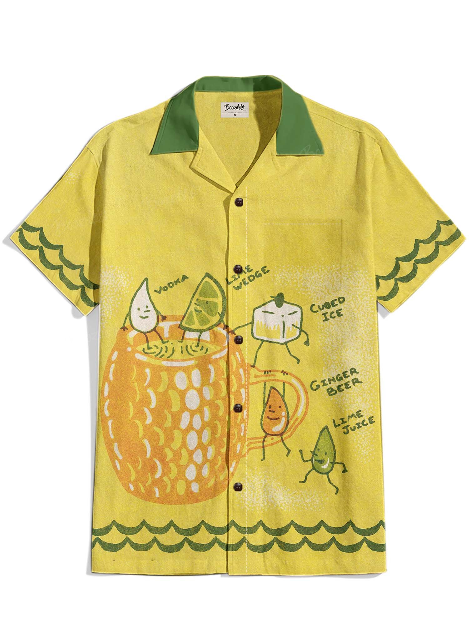 【Alison Cot&eacute; X Boozelele】Moscow Mule Cocktails - 100% Cotton Cuban Collar Shirt