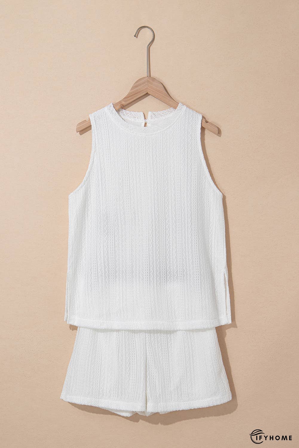 Textured Knit Tank Top and Drawstring Shorts Set | IFYHOME