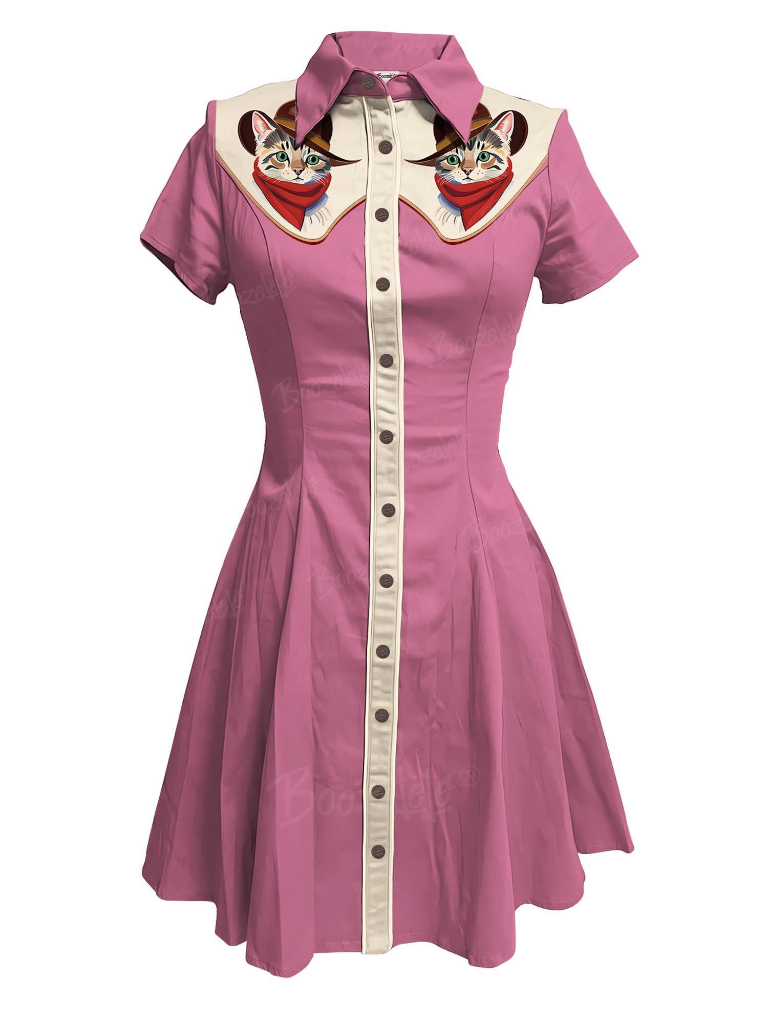 【Clearance】Western Cute Cat Cowboy - 100% Cotton Dress